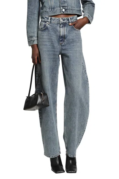 Alaïa Round Denim Jeans In Blue