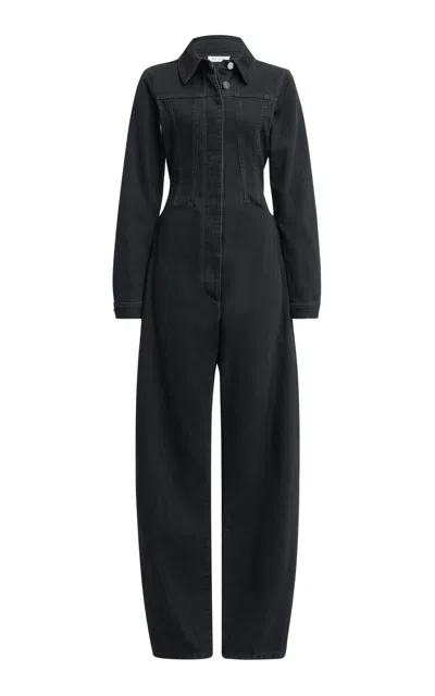 Alaïa Denim Rounded Jumpsuit In Black