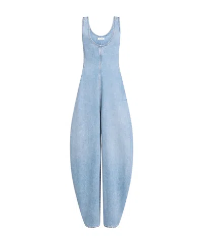 Alaïa Round Denim Jumpsuit In Blue