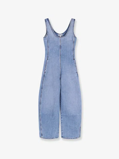 Alaïa Round Denim Jumpsuit In Blue