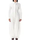 Alaïa Round Denim Jumpsuit In White