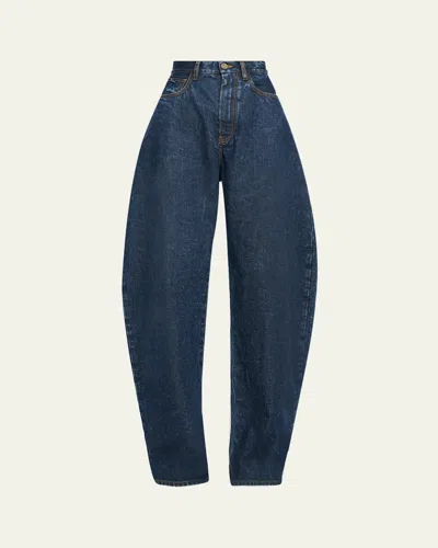 Alaïa Round Denim Pants In Blue