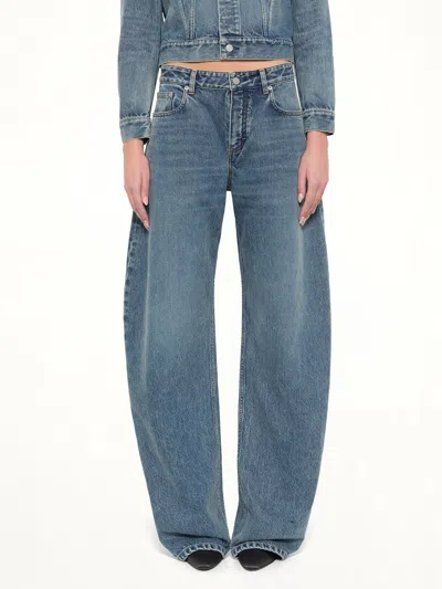 Alaïa Round Denim Pants In Blue