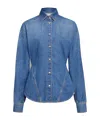 Alaïa Round Denim Shirt In Blue