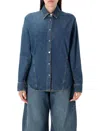 Alaïa Round Denim Shirt In Blue