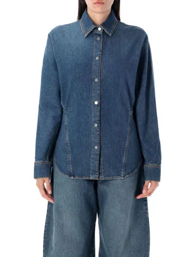 Alaïa Round Denim Shirt In Blue
