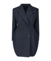 Alaïa Double-breasted Cotton Blazer In Blue