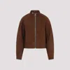 Alaïa High-collar Brown Suede Finish Jacket In Brown