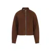Alaïa Round Zip-up Jacket In Suede In Brown