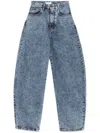 Alaïa Circle Denim High Waist Trousers In Blue