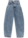 Alaïa Circle Denim High Waist Trousers In Blue
