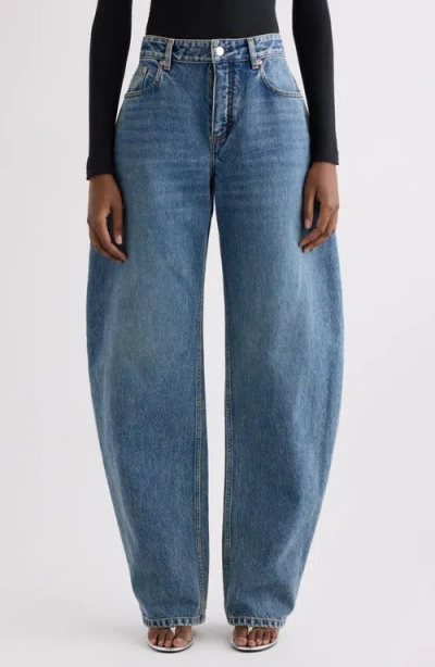 Alaïa Alaia Faded Denim High-waisted Round Jeans In Blue