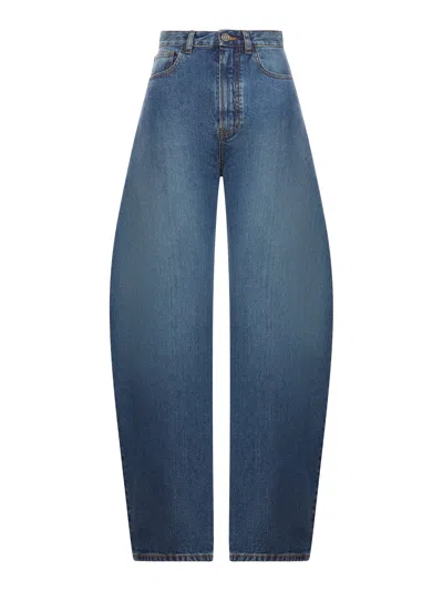 ALAÏA ROUND JEANS IN DE`LAVE` DENIM