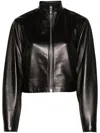 Alaïa Rounded Sleeve Leather Bomber Jacket In Black