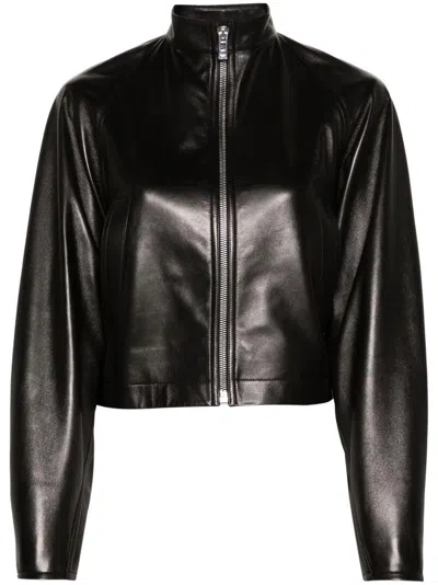 Alaïa Round Leather Jacket In Black