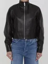 Alaïa Rounded Sleeve Leather Bomber Jacket In Black