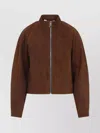 Alaïa Round Zip-up Jacket In Suede In Brown