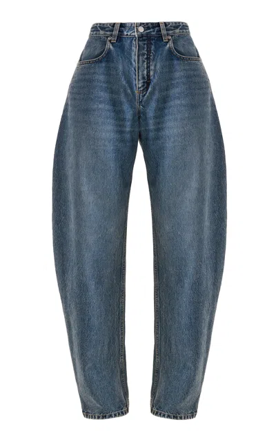 Alaïa Round Mid-rise Barrel-leg Jeans In Blue