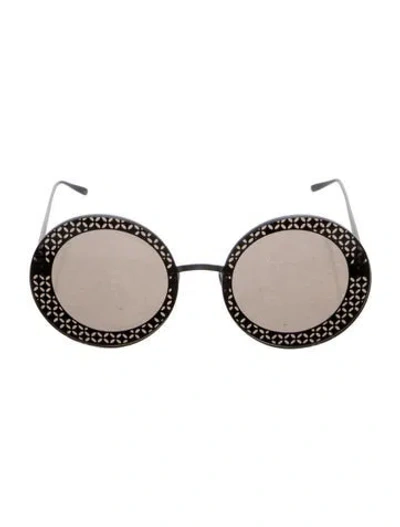 Pre-owned Alaïa Round Mirrored Sunglasses In Silver