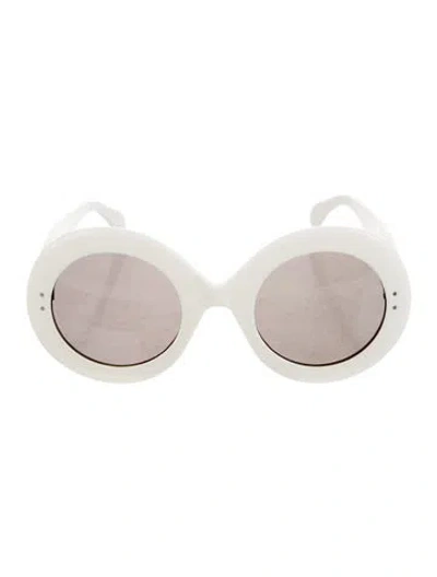 Pre-owned Alaïa Round Mirrored Sunglasses In White
