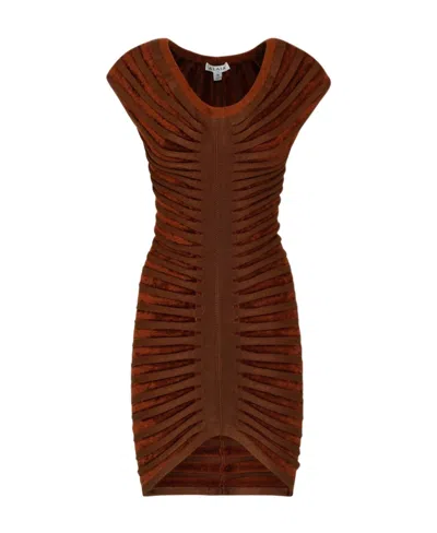 Alaïa Round Neck Dress In Brown
