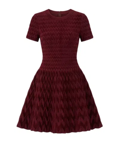 Alaïa Round Neck Midi Skirt In Burgundy
