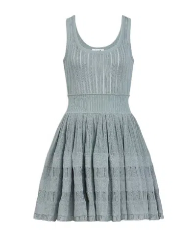 Alaïa Round Neck Sleeveless Dress In Gray