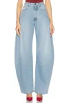 Alaïa Alaia Womens Bleu Clair Balloon-leg High-rise Cotton-blend Jeans In Bleu Clair