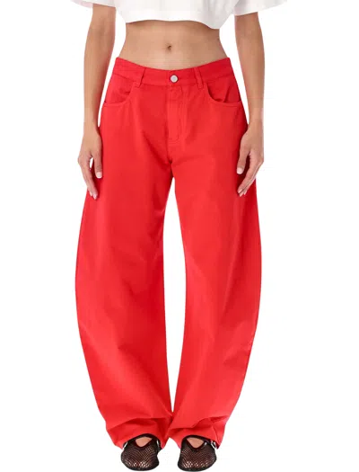 Alaïa Alaia Rounded Curved-leg High-rise Denim Jeans In Rosso