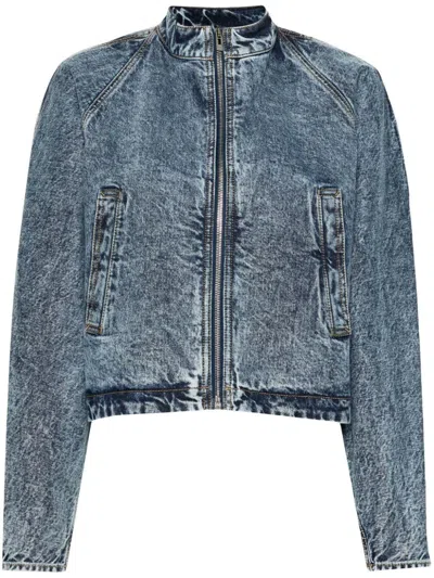 ALAÏA ROUND RACING JACKET IN SNOW DENIM