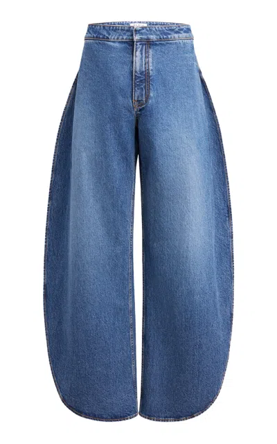 ALAÏA ROUND STRETCH MID-RISE WIDE-LEG JEANS