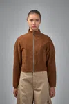 Alaïa Round Suede Jacket In Brown