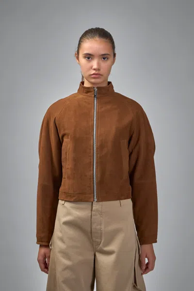 Alaïa Round Suede Jacket In Brown