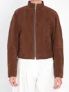 Alaïa Alaia Round Suede Jacket In Brown