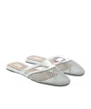 Alaïa Silver Fishnet Thong Mules In Gray