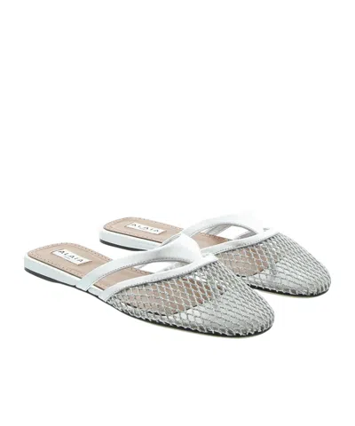 Alaïa Round Toe Flat Slippers In Gray