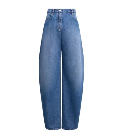 Alaïa Round Wide-leg Jeans In Blue