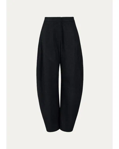 Alaïa Round Wool Barrel-leg Pants In Black