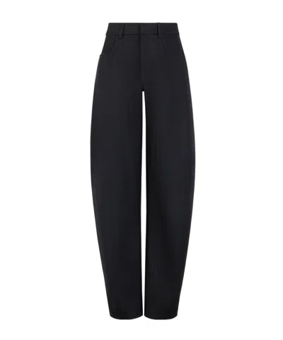 Alaïa Round Wool Denim Pants In Black