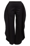 Alaïa Caped Wool Wide-leg Pants In Noir Alaia