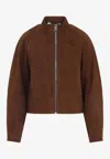 Alaïa Round Zip-up Jacket In Suede In Brown