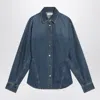 Alaïa Womens Bleu Mineral Pointed-collar Curved Denim Shirt In Blue