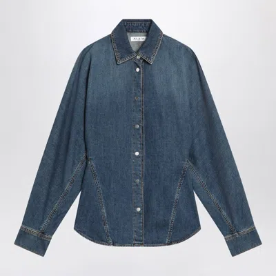 ALAÏA ALAIA ROUNDED BLUE DENIM SHIRT WOMEN