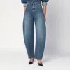 Alaïa Rounded Blue Jeans With Faded Effect In Blue