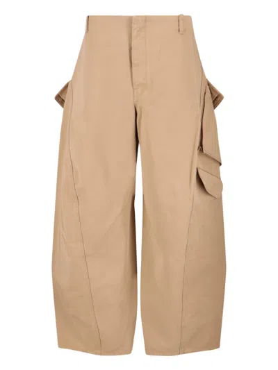 Alaïa Rounded Cargo Pants In Sand