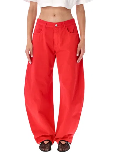 Alaïa Alaia Rounded Curved-leg High-rise Denim Jeans In Rosso