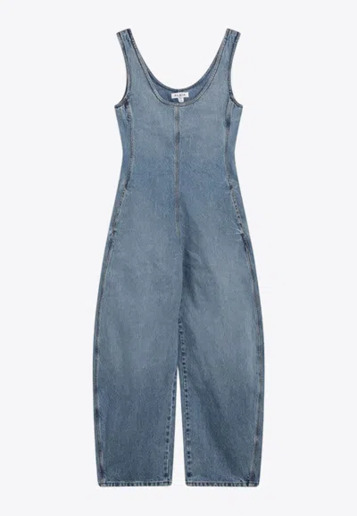 Alaïa Rounded Denim Jumpsuit In Blue