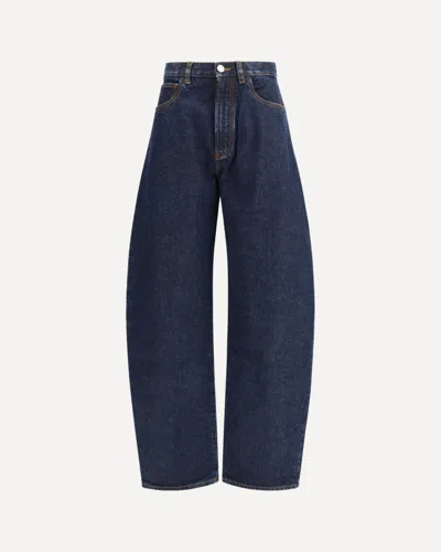 Alaïa Women Rounded Denim Pants In Blue
