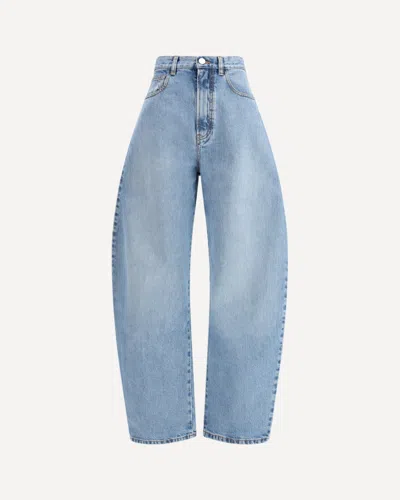 Alaïa Rounded Denim Trousers In Blue