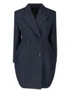 Alaïa Rounded Double-breasted Coat In Blue